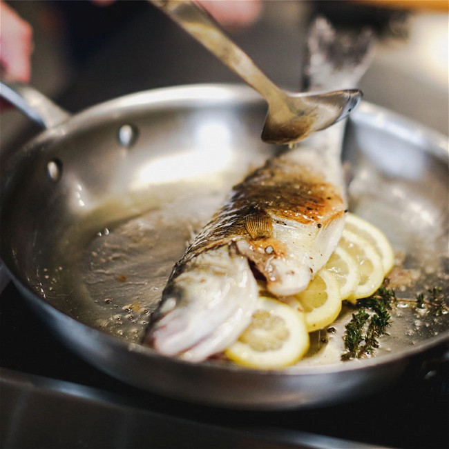 Image of Whole Branzino with White Beans and Sage