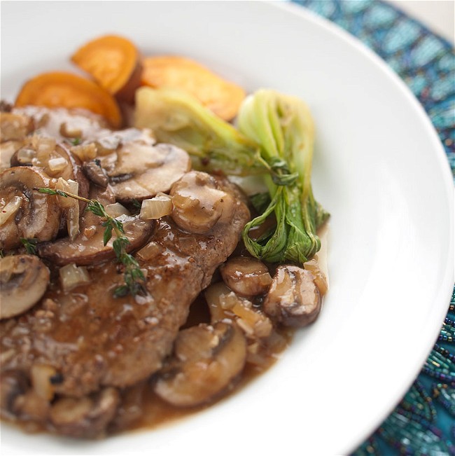 Image of Cubed Top Sirloin with Pan Fried Mushrooms