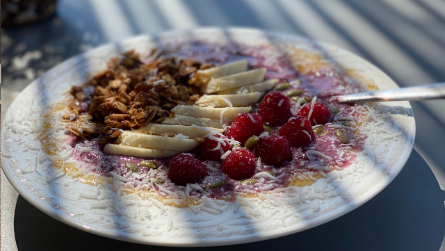 Image of Banana Granola with coconut, cinnamon, nutmeg and walnuts 