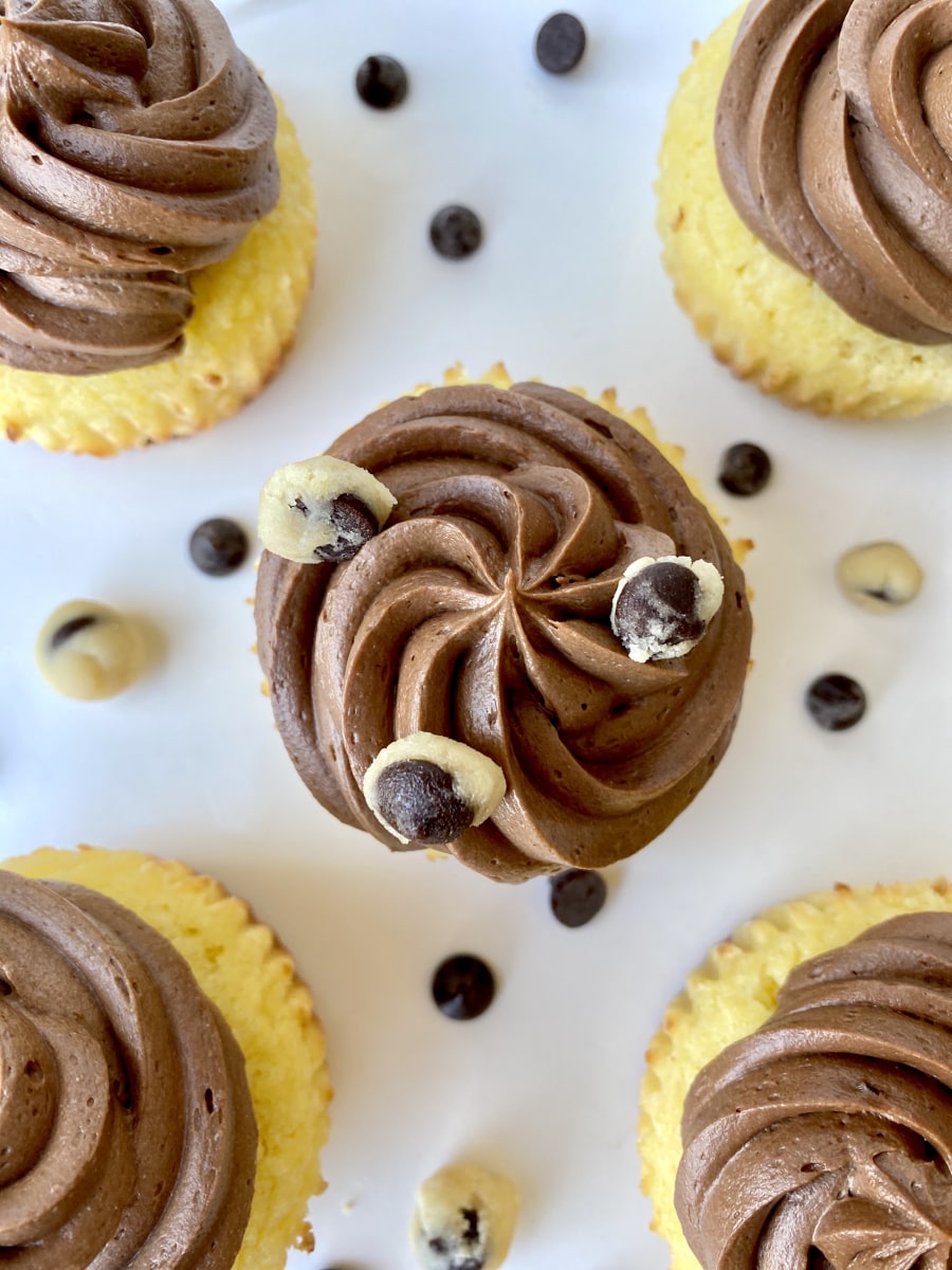 Keto Cookie Dough Stuffed Cupcakes - No Sugar
