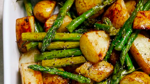 Image of Balsamic Roast Potatoes and Asparagus