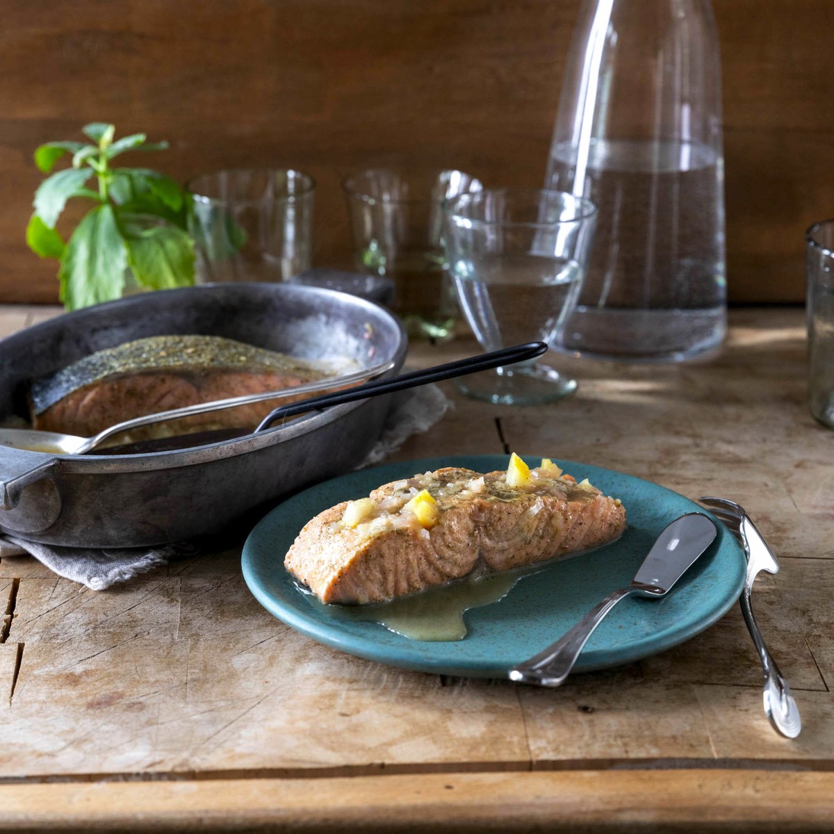Basil & Garlic Poached Salmon