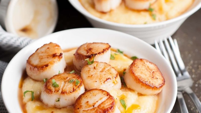 Image of Brown Butter Scallops with Polenta