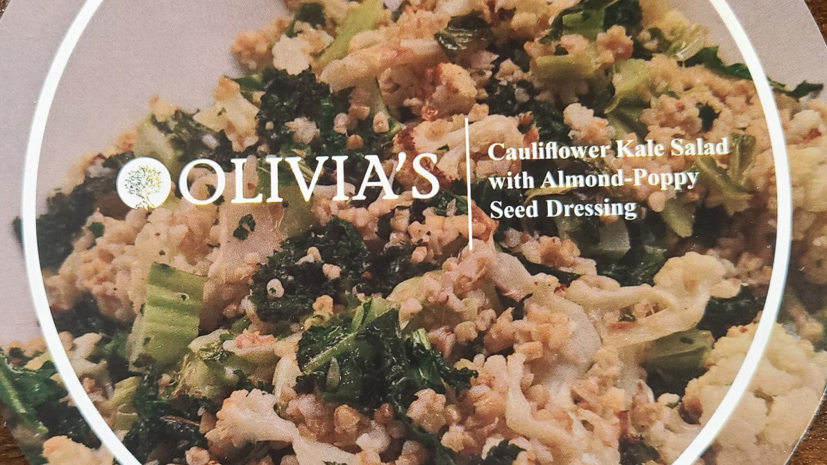 Image of Cauliflower Kale Salad with Almond Poppy Seed Dressing