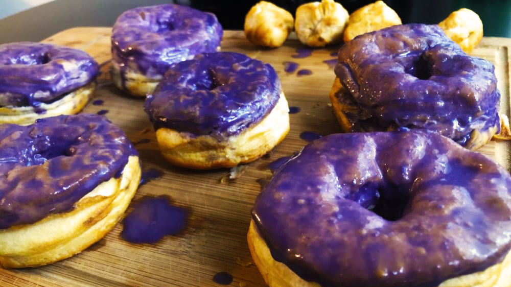Image of Air Fryer Donuts with Ube Cookie Butter Glaze