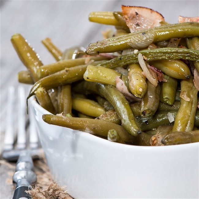 Image of Fresh Green Beans and Bacon