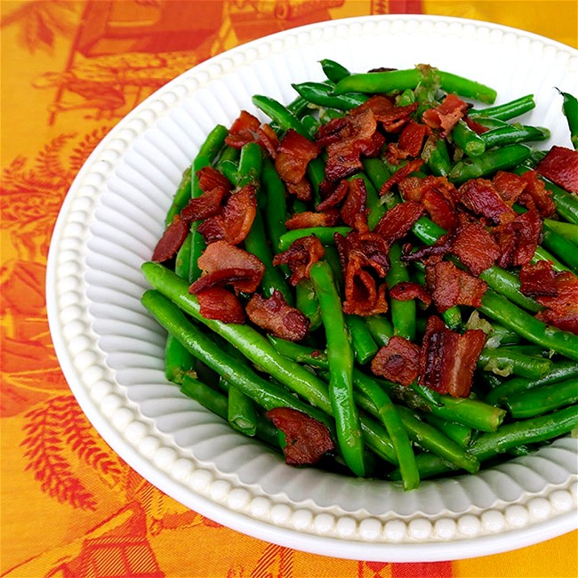 Image of green beans with bacon & shallots
