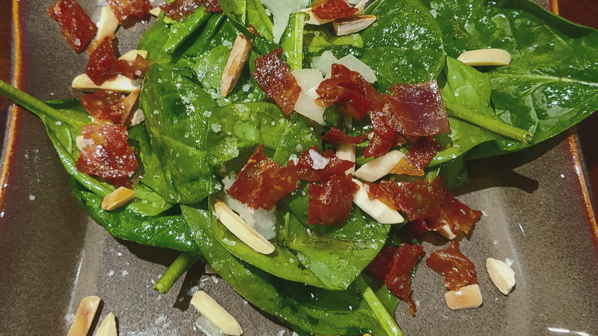 Image of Spinach Salad with Peach Balsamic and Walnut Oil