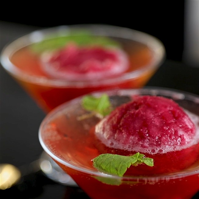 Image of Pomegranate Sorbet Champagne Floats