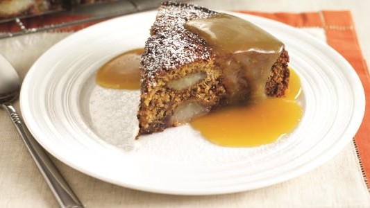 Image of Ginger & Pear Cake with Toffee Sauce