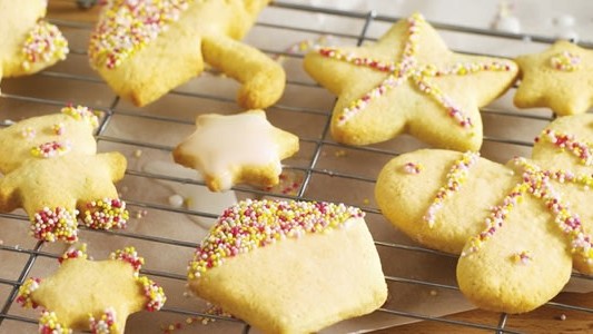 Image of Golden Cookies with Rainbow Sprinkles