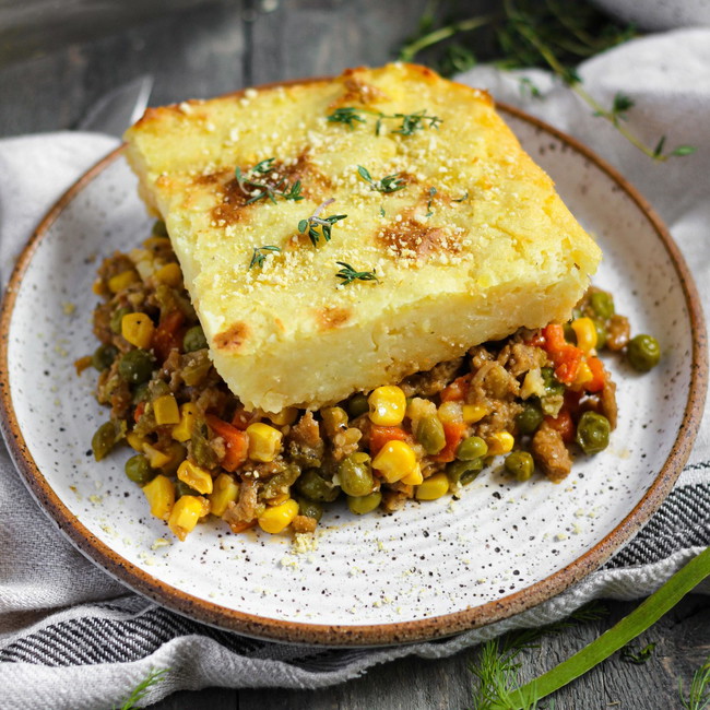 Image of Hearty Vegan Shepherd’s Pie with Cashew Parmesan