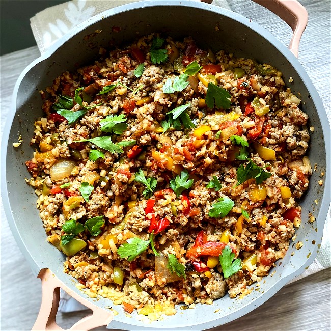 Image of One Skillet Whole30 Meal | Sausage, Peppers & Onions