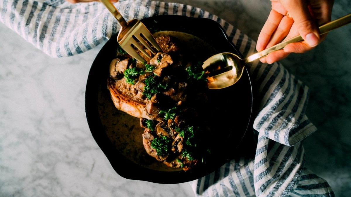 Image of Garlic Mushroom Pork Chop Skillet