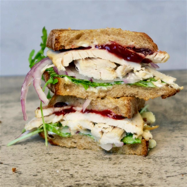 Image of turkey leftovers sandwich