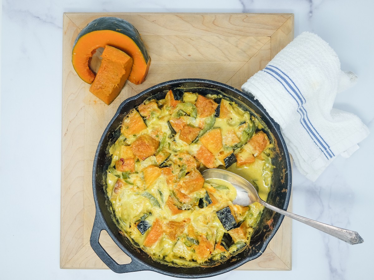 Squash & Green Pepper au Gratin
