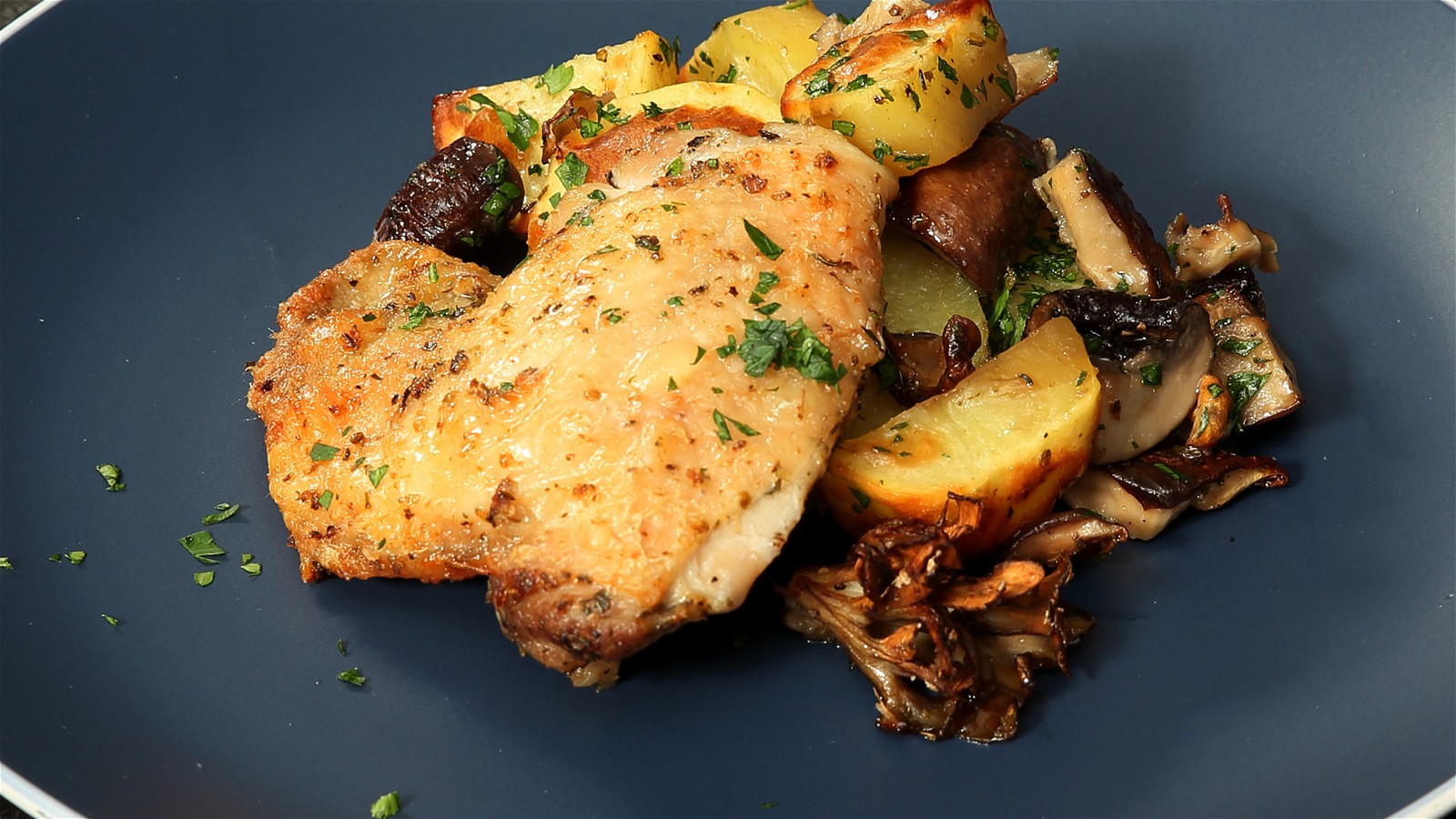 Image of Sheet Pan Chicken with Potatoes and Mushrooms
