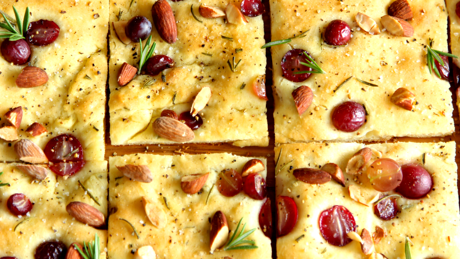 Image of Roasted Almond Focaccia With Grapes And Rosemary