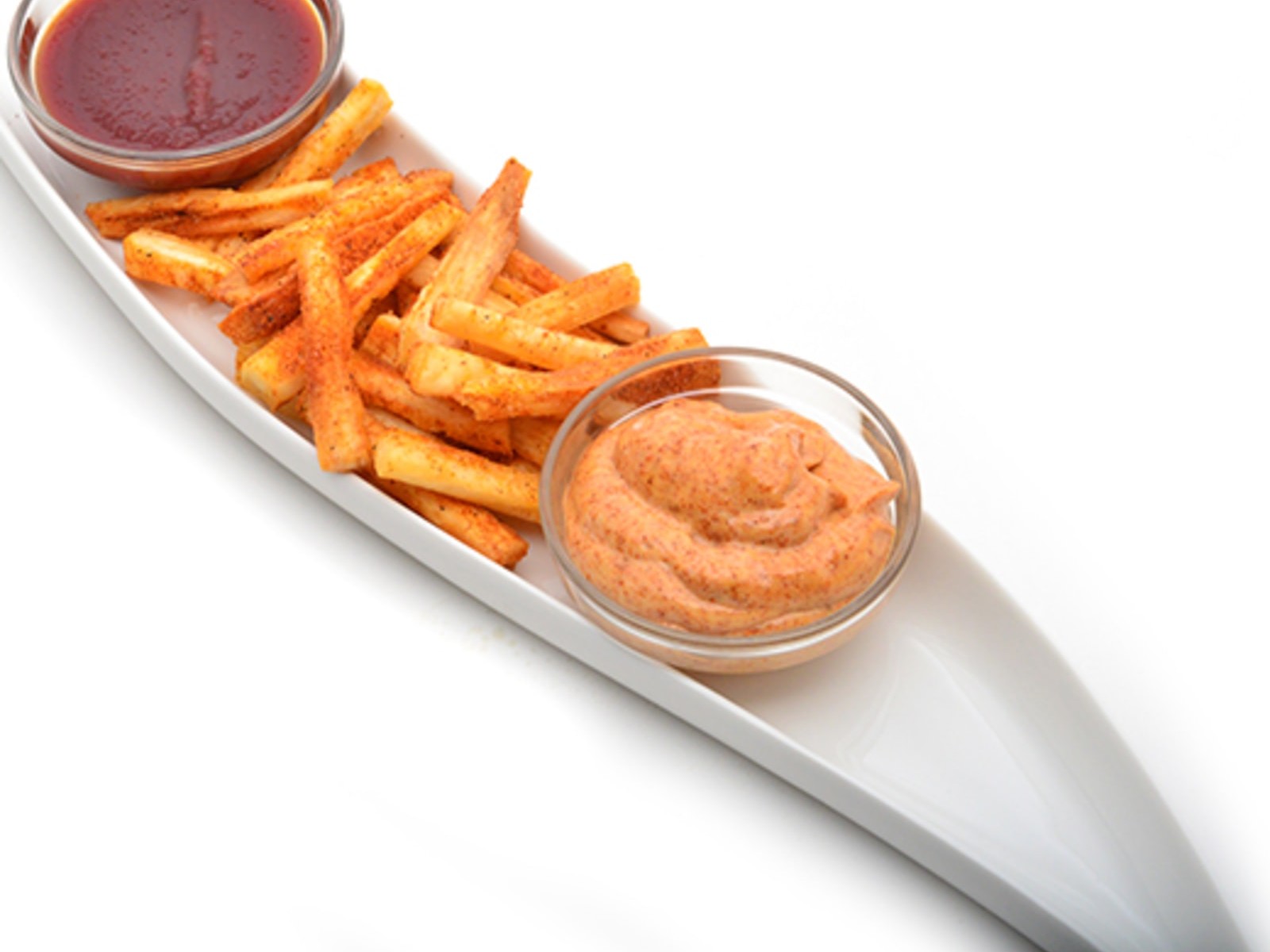 Yuca Fries with Spicy Tomato and Aioli Produce Melissas — Chile-Lime Ketchup