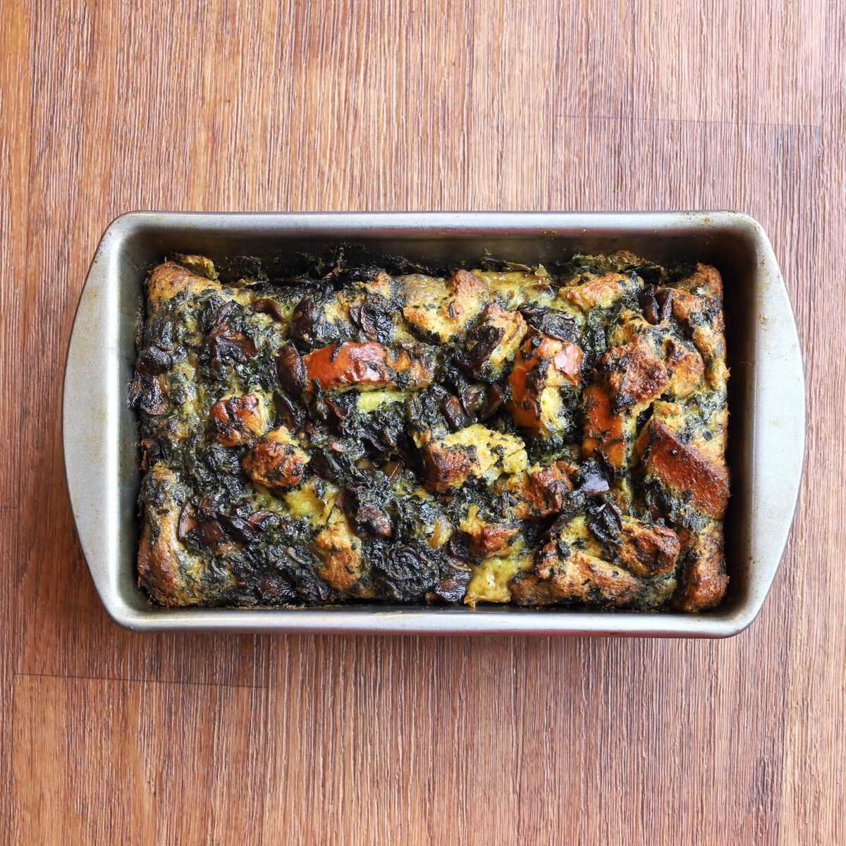 Blackened Spinach Bread Pudding
