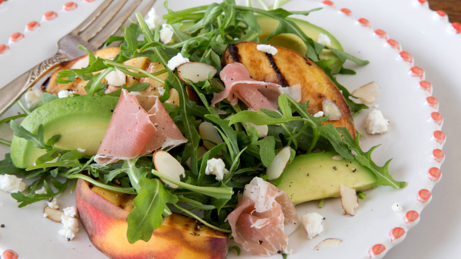 Image of Grilled Peach And Arugula Salad