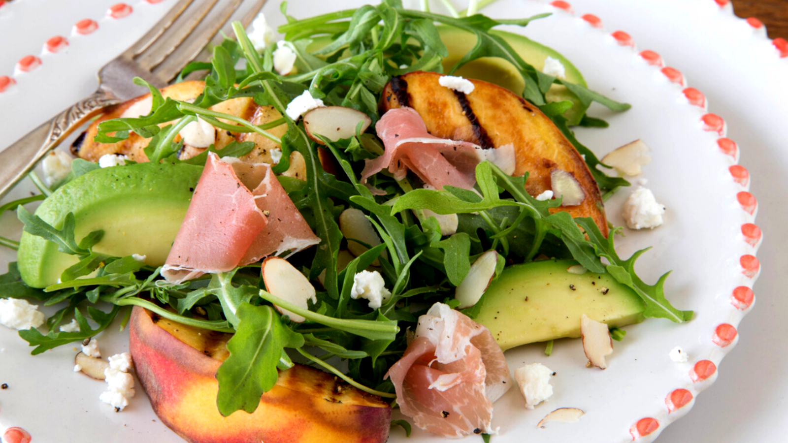 Image of Grilled Peach And Arugula Salad