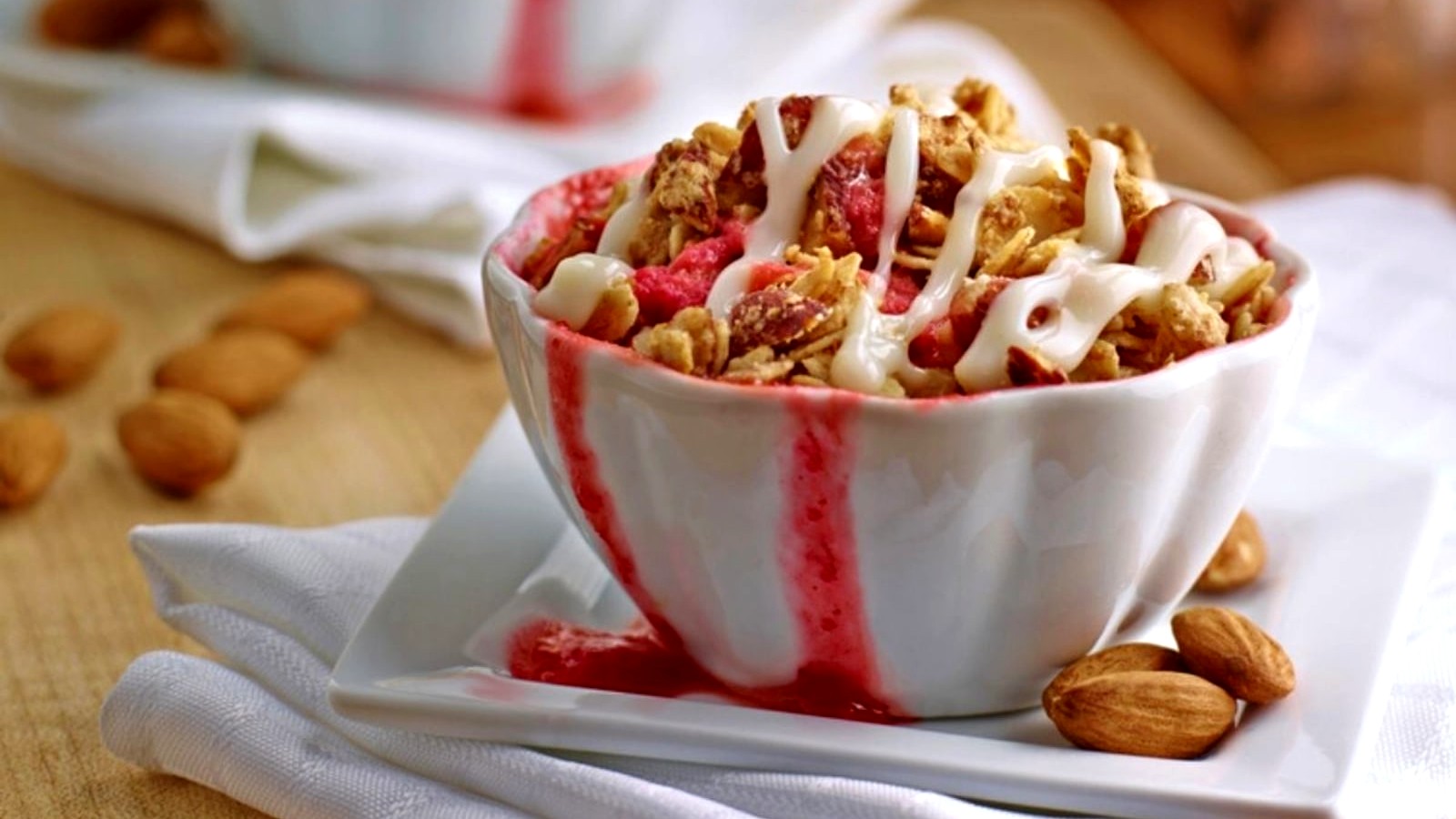 Image of Strawberry Rhubarb Almond Crumble with Almond Cream