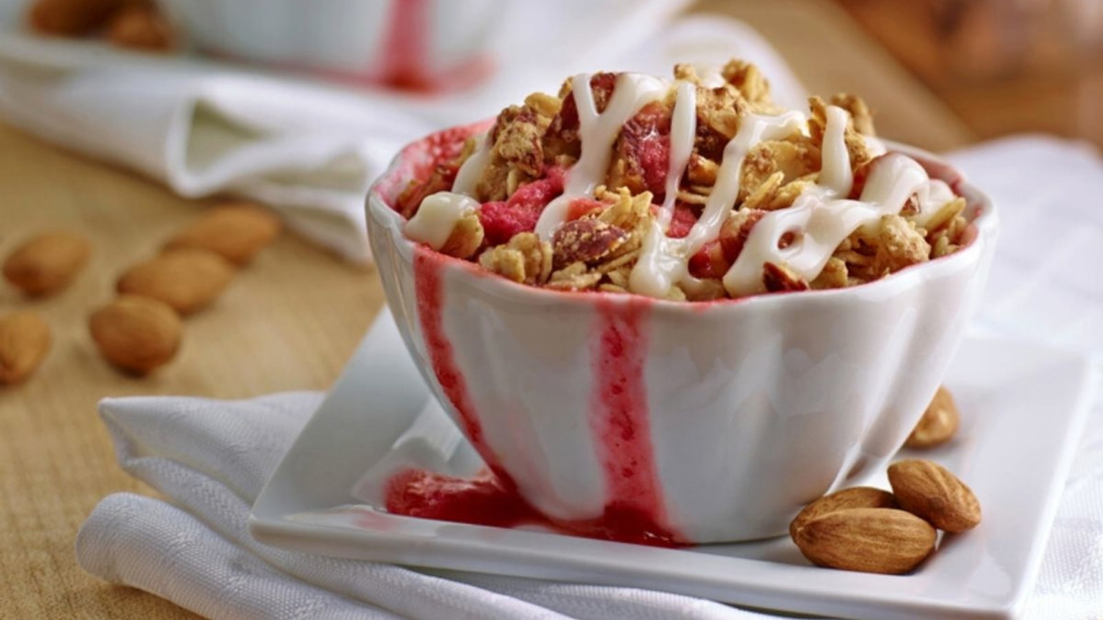 Image of Strawberry Rhubarb Almond Crumble with Almond Cream