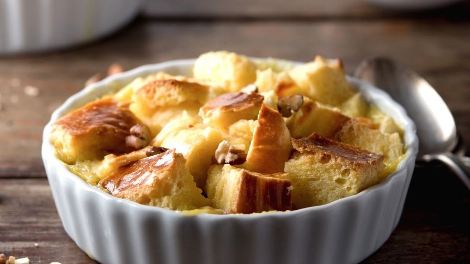 Image of Sweet Date and Almond Bread Pudding with Amaretto Zabaglione