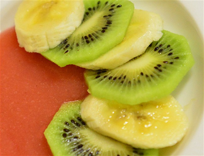 Image of Baby Kiwi and Banana with Strawberry Puree