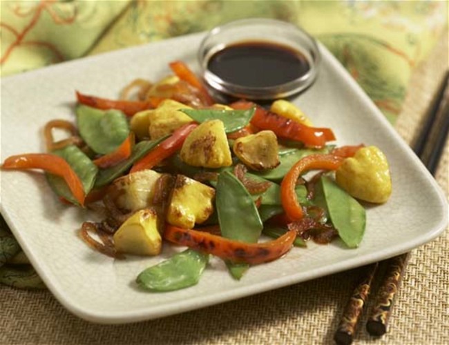 Image of Baby Summer Squash and Sno Pea Stir Fry