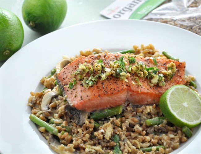 Image of Pan Seared & Baked Salmon with Coconut Clean Snax® Gremolata