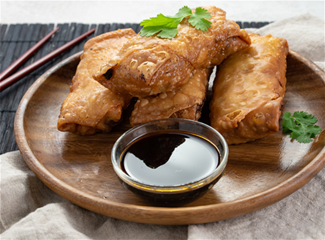 Image of Baked Vegetable Egg Rolls with Hoisin/Chile Garlic Sauce