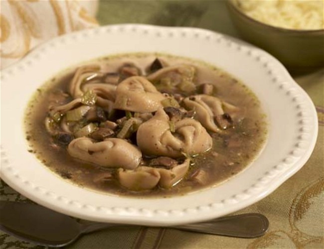 Image of Basil Pesto Tortellini Soup