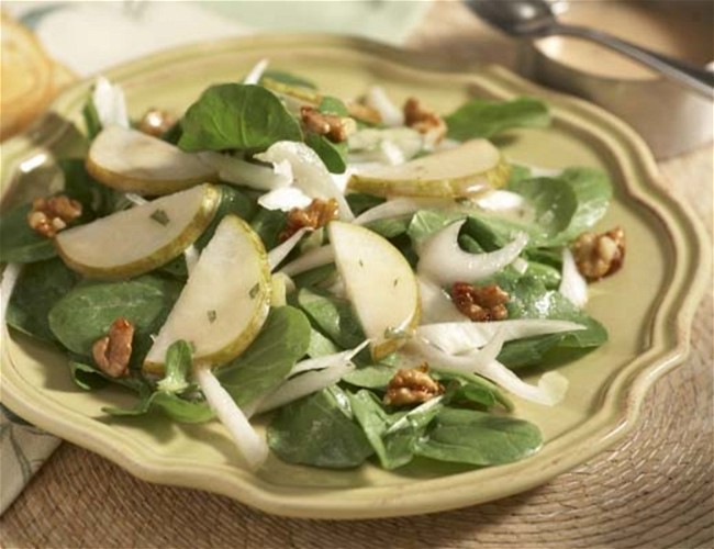 Image of Pear, Arugula & Endive Salad with Candied Walnuts