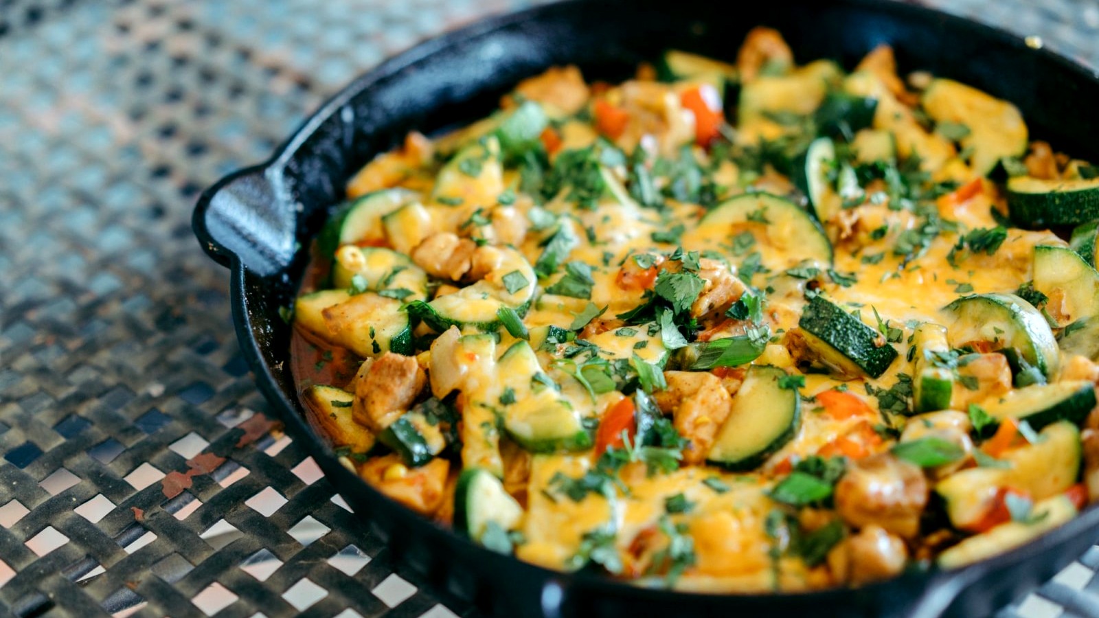 Image of One Pan Cheesy Chicken Zucchini Skillet