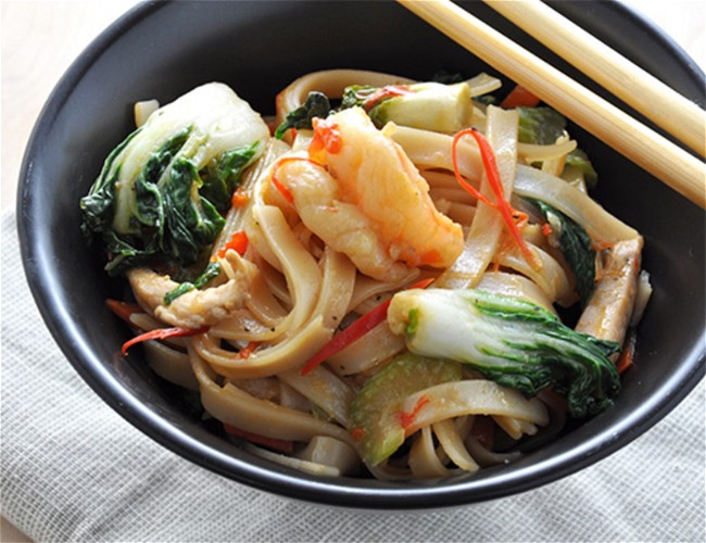 Image of Braised Rice Noodles with Choy Sum