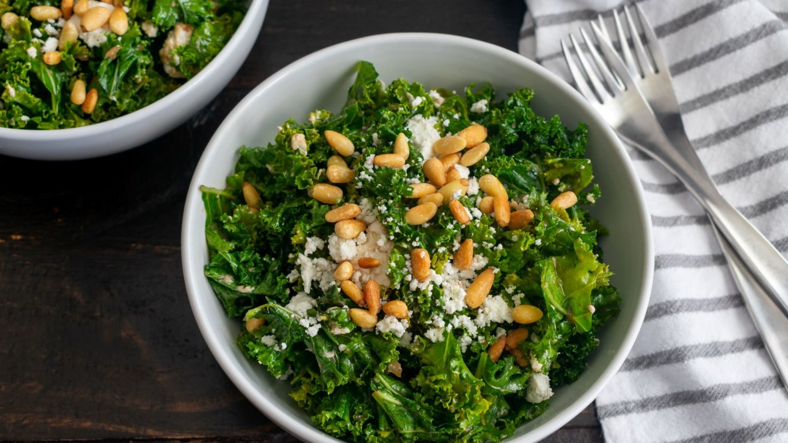 Image of Baby Kale Salad with Pine Nuts and Parmesan