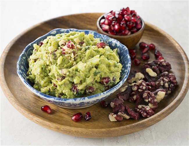 Image of Pomegranate Fruit and Nutty Guacamole