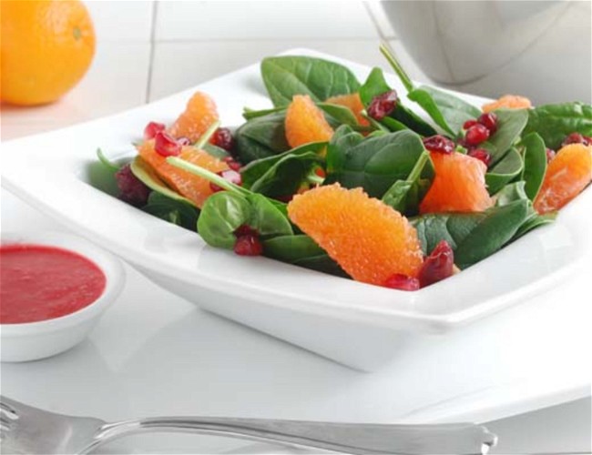 Image of Pomegranate, Cara Cara Orange and Dried Cranberry Salad with Raspberry Vinaigrette