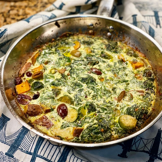 Image of Arugula, Olive, & Sweet Potato Frittata