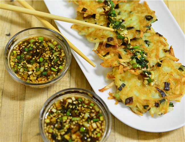 Image of Chinese Latkes with Tangy Dipping Sauce