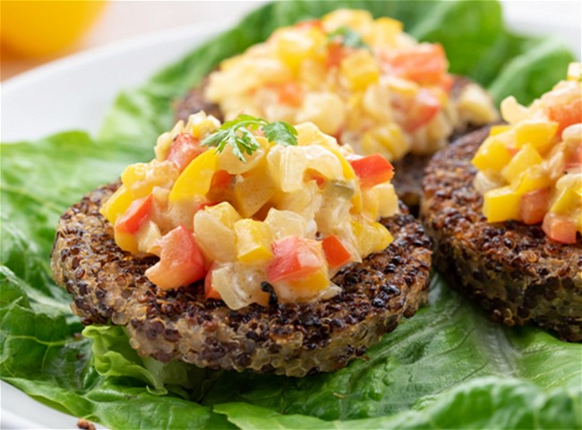 Image of Quinoa Patties with Sweet and Spicy Relish