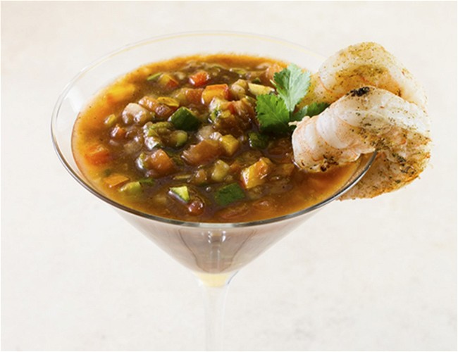 Image of Chunky Gazpacho with Grilled Shrimp