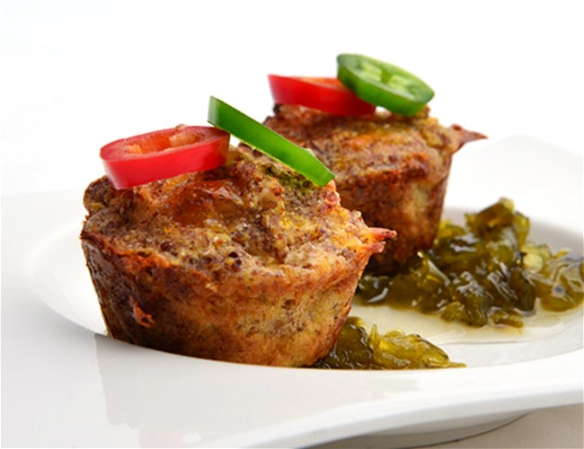 Image of Red Quinoa Cheese Puffs with Green Chile Jelly