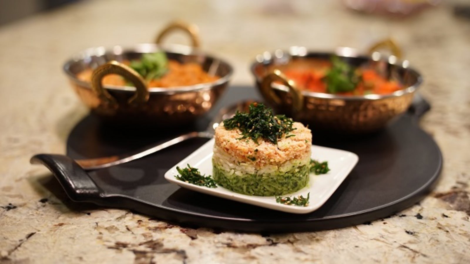 Image of Tri Color Rice with Crispy Spinach