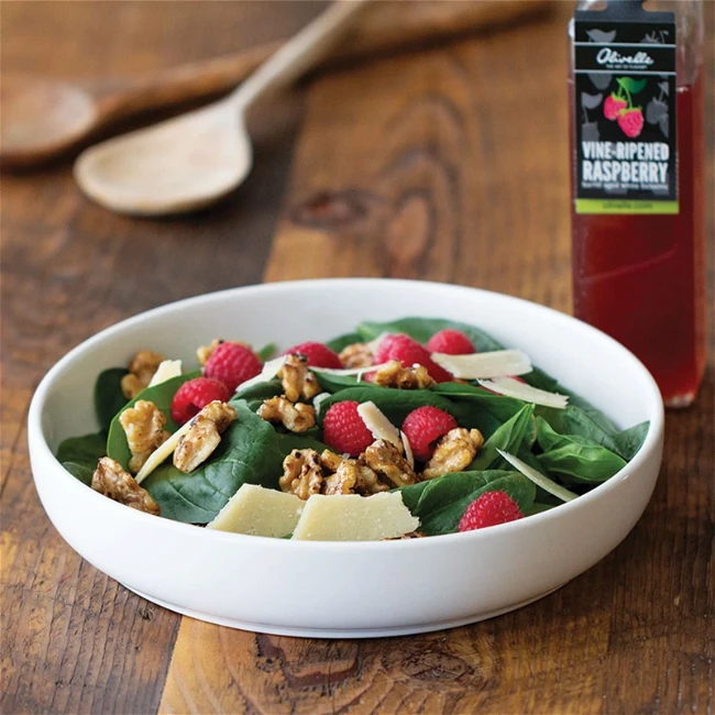 Image of Raspberry Spinach Salad With Balsamic Caramelized Nuts
