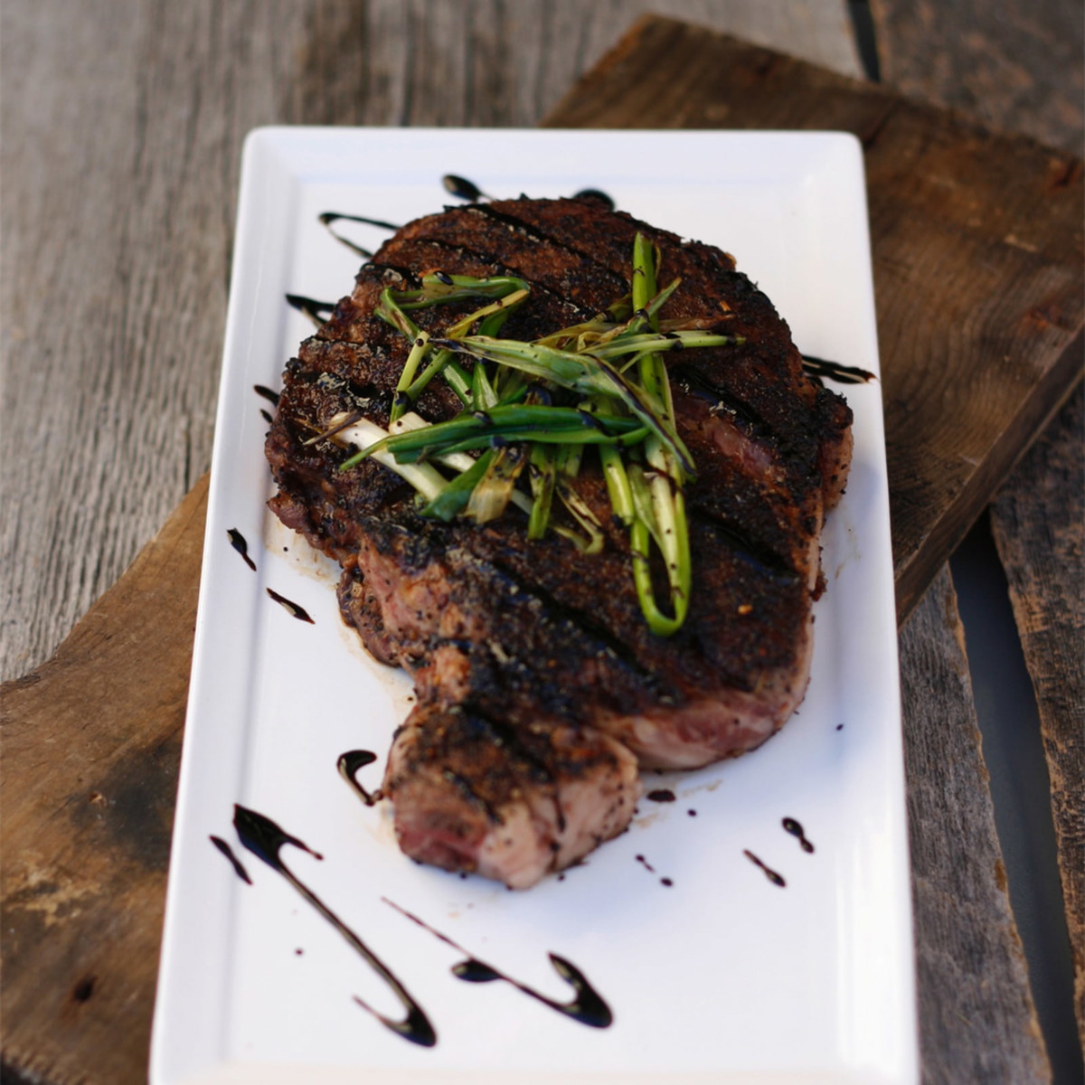 Coffee Grilled Ribeye with A Smoked Balsamic Glaze