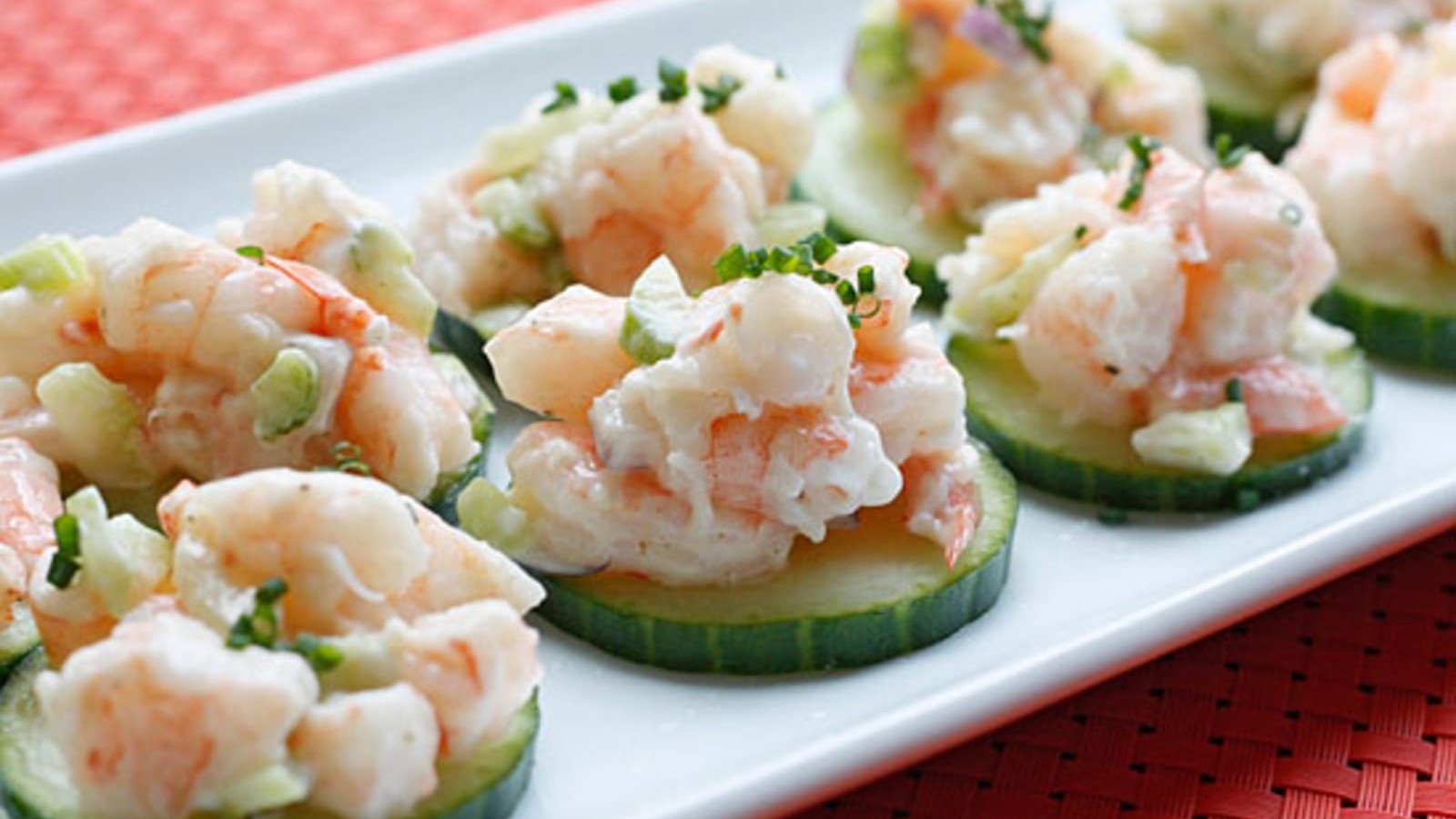 Image of Shrimp Salad on Cucumber Slices
