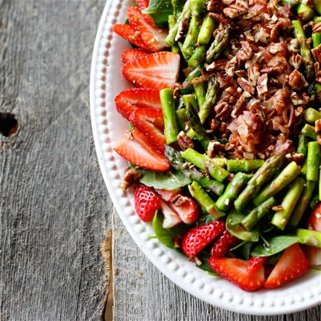 Image of Strawberry, Asparagus & Crispy Pancetta Salad
